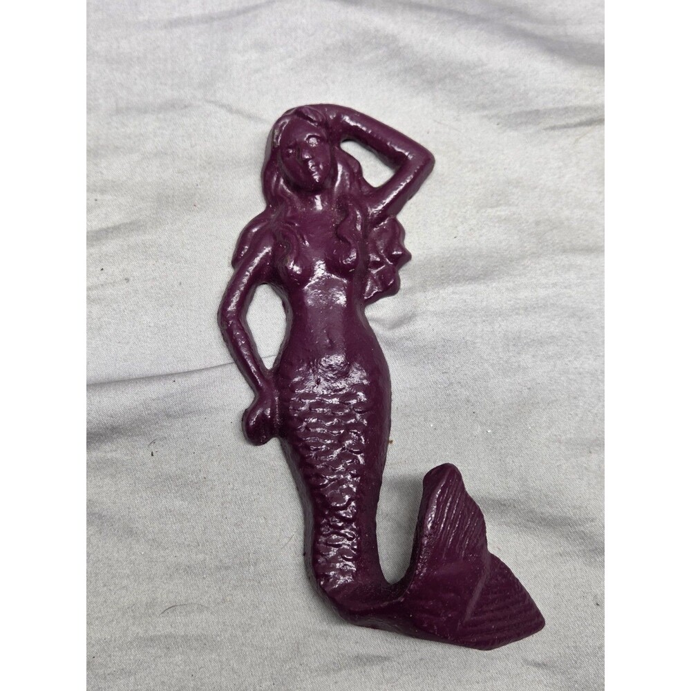 Mermaid Cast Iron Purple Wall Hook